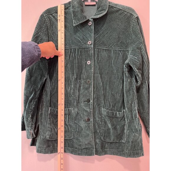 Nordstrom Green Corduroy‎ Jacket With Button Front & Pockets Size M - Picture 3 of 11